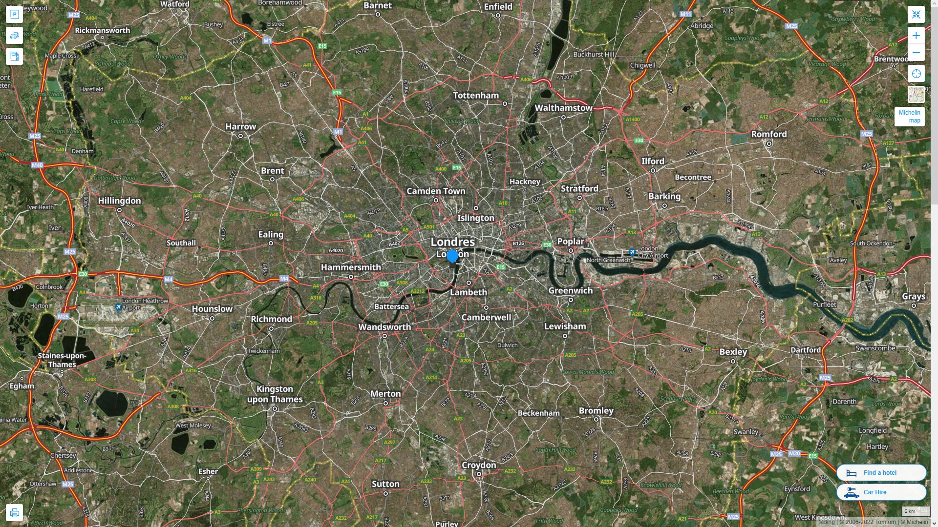 London Highway and Road Map with Satellite View